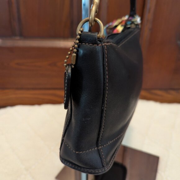 COACH vintage 9311 mini black leather bag baguette - Picture 5 of 11